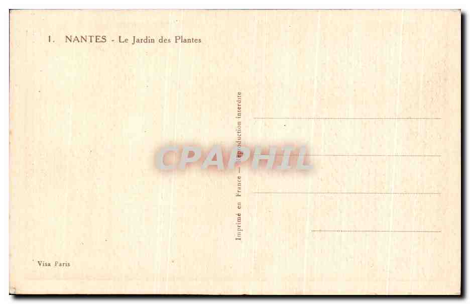 CPA Nantes Le Jardin Des Plantes — Rückseite