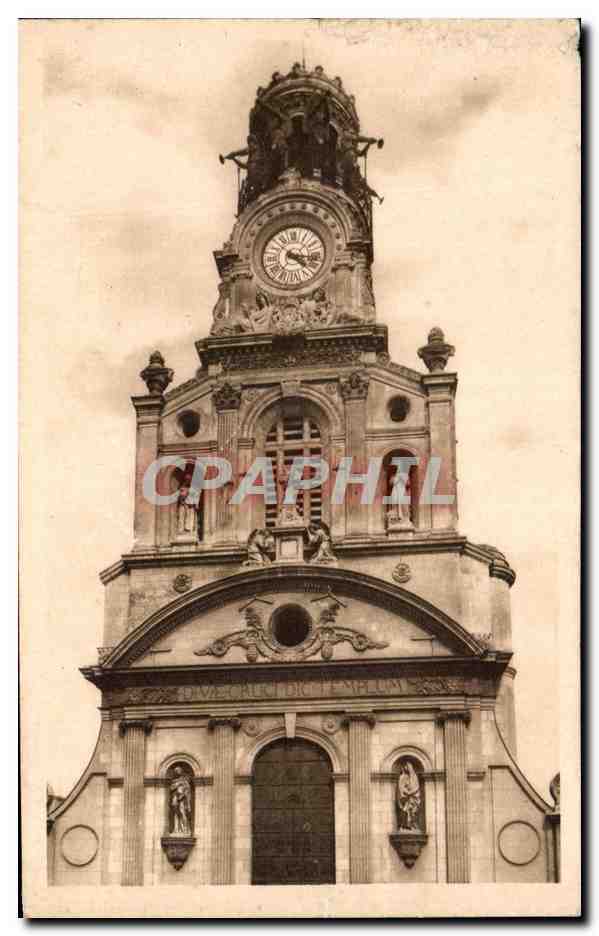 Tarjeta postal antigua Nantes Iglesia de Santa Cruz La Campana
