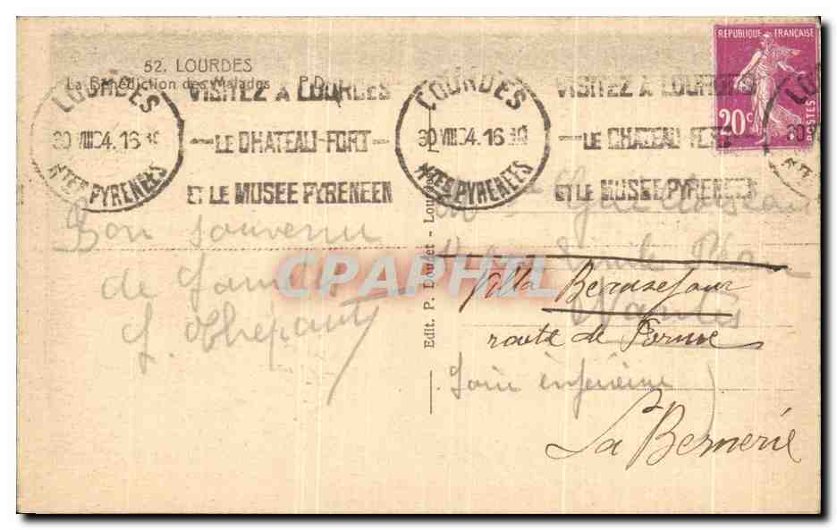 CPA Lourdes La Benediction Des Malades — Verso