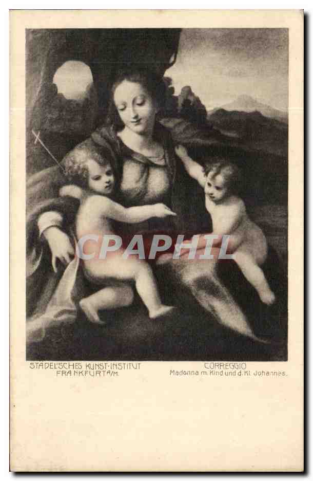CPA Stadelsches Kumst Institut Frankfurt Correggio Madanna m kind und Johannes