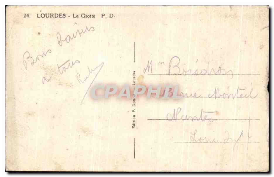 CPA Lourdes La Grotte — Verso