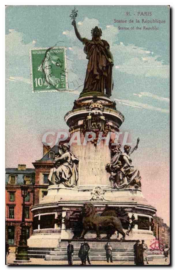 CPA Paris Statue de la Republique Lion 