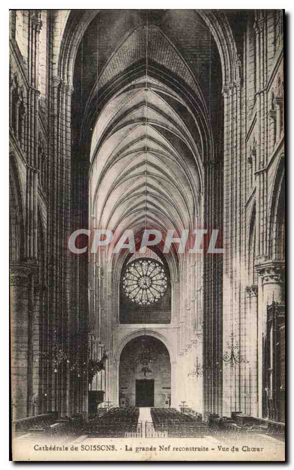 CPA Cathedrale De Soissons La Grande Nef Reconstruite Vue De Choeur