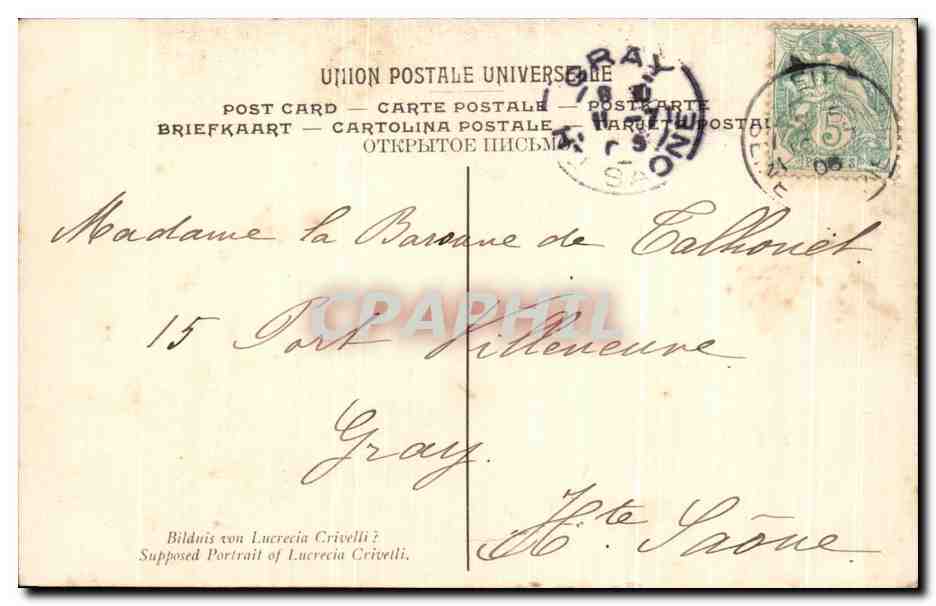 CPA Leonard De Vinci Portail Presume De Lucrezia Crivelli Musee du Louvre Paris  — Verso