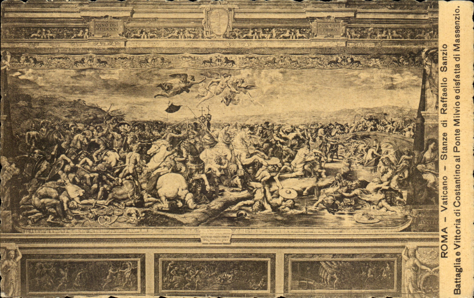 CPA Roma Vaticano Stanze di Raffaello Sanzio Battaglia Vittoria di Costantino al Ponte Milvio e disfatta di Massenzio