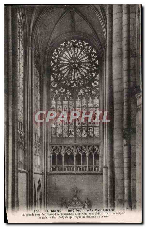Le Mans — Intérieur de la Cathédrale — La grande rose du transept septentrional construite vers 1440