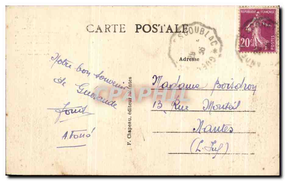 CPA Guerande La Porte Salnt Michel — Rückseite