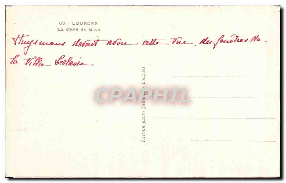 CPA Lourdes La Chute du Gave — Verso