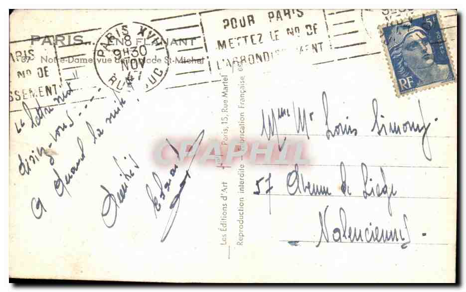 CPSM Notre Dame De Paris L'Abside et cote Sud — Verso