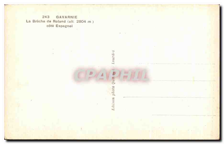 CPA Gavarnie La Breche de Roland cote Espagnol — Verso