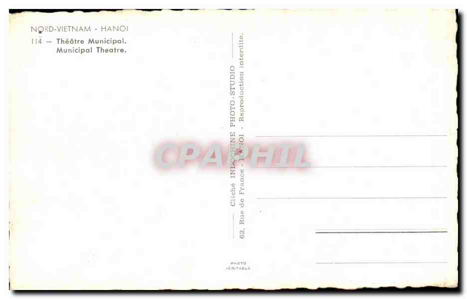 Théâtre Municipal — Hanoï, Nord-Vietnam — Cliché Inhochine, n°114 — Reverso