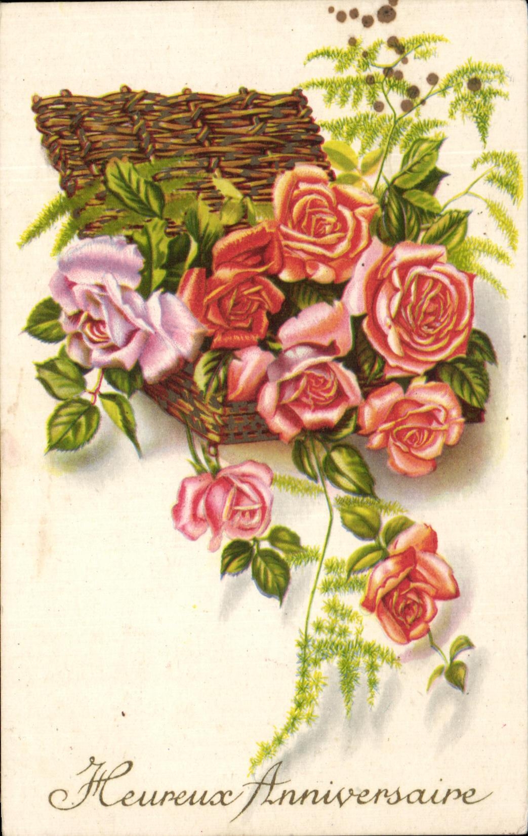 CPA Heureux Anniversaire Fleurs