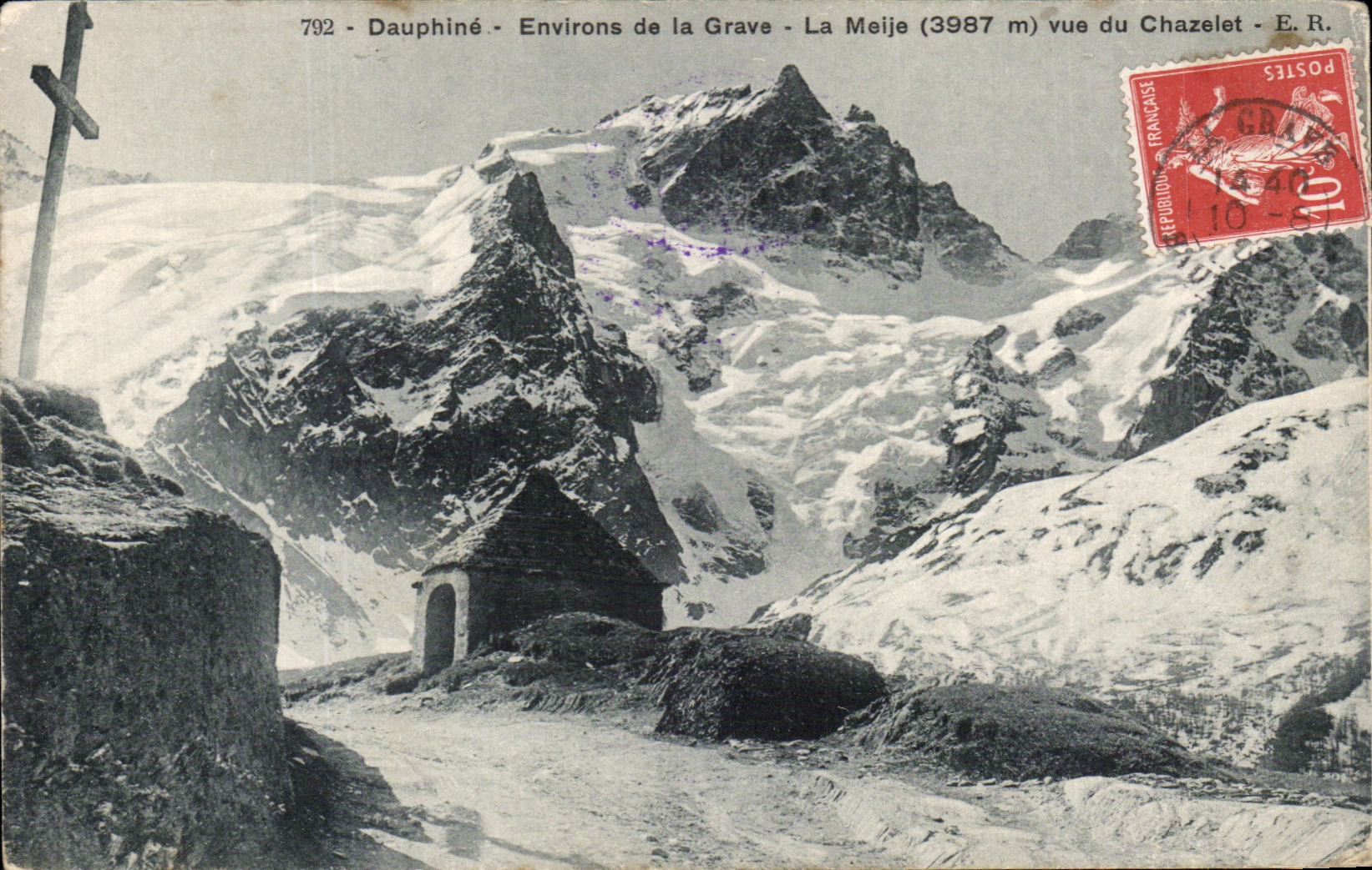 Dauphiné - Environs de la Grave - La Meije (3987 m) vue du Chazelet - E.R.