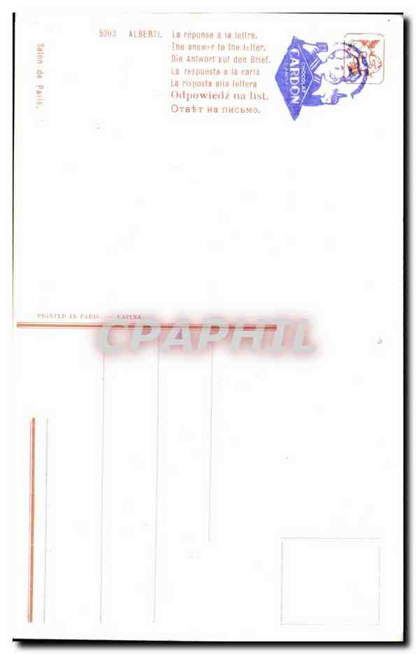 Frau am Fenster schreibend — Aussicht aufs Meer — Verleger Alberti, Nr. 5263 — Rückseite