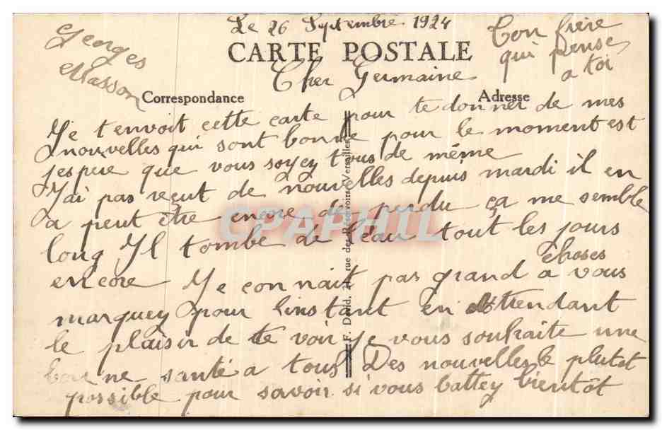 CPA Verrsailles Galerie des Batailles — Verso