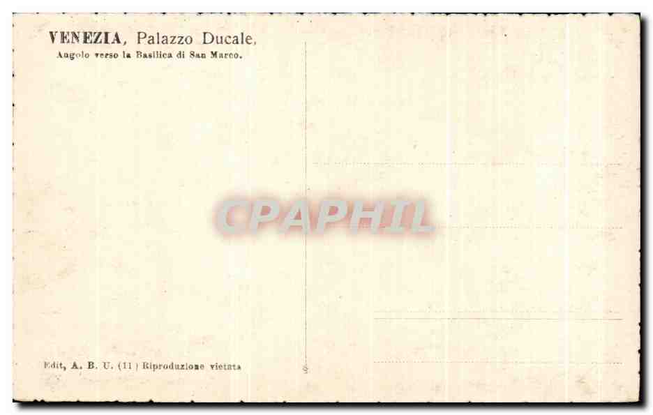 CPA Venezia Palazzo Ducale Augolo Verso La Basilica Di San Marco — Rückseite