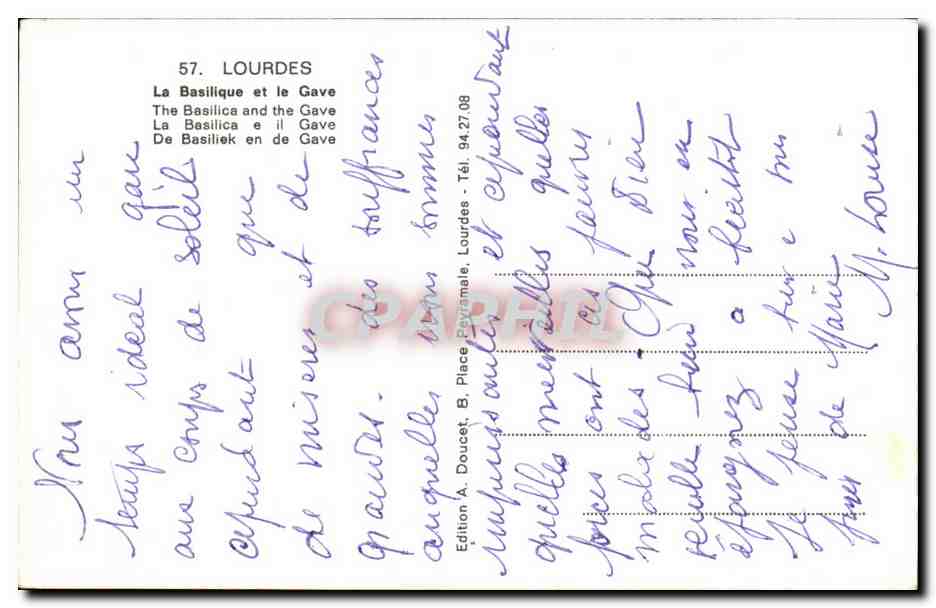CPA Lourdes La Basilique Et Le Gave — Verso