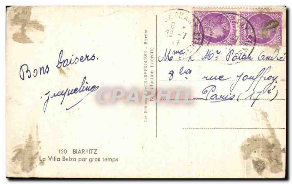 La Villa Belza — Biarritz — Les Editions et BARPEROUSSE — Rückseite