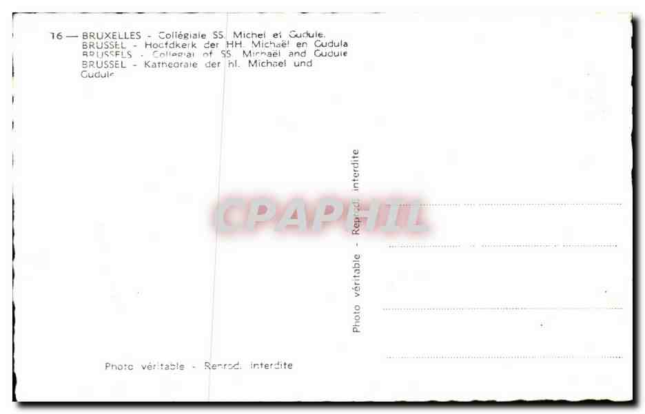 CPA Bruxelles Collegiale Michel Et Gudule  — Rückseite
