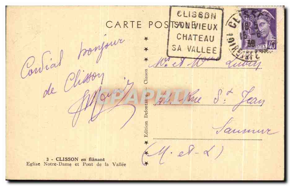 CPA Clisson en flanant Eglise Notre Dame et Pont de la Vallee — Rückseite