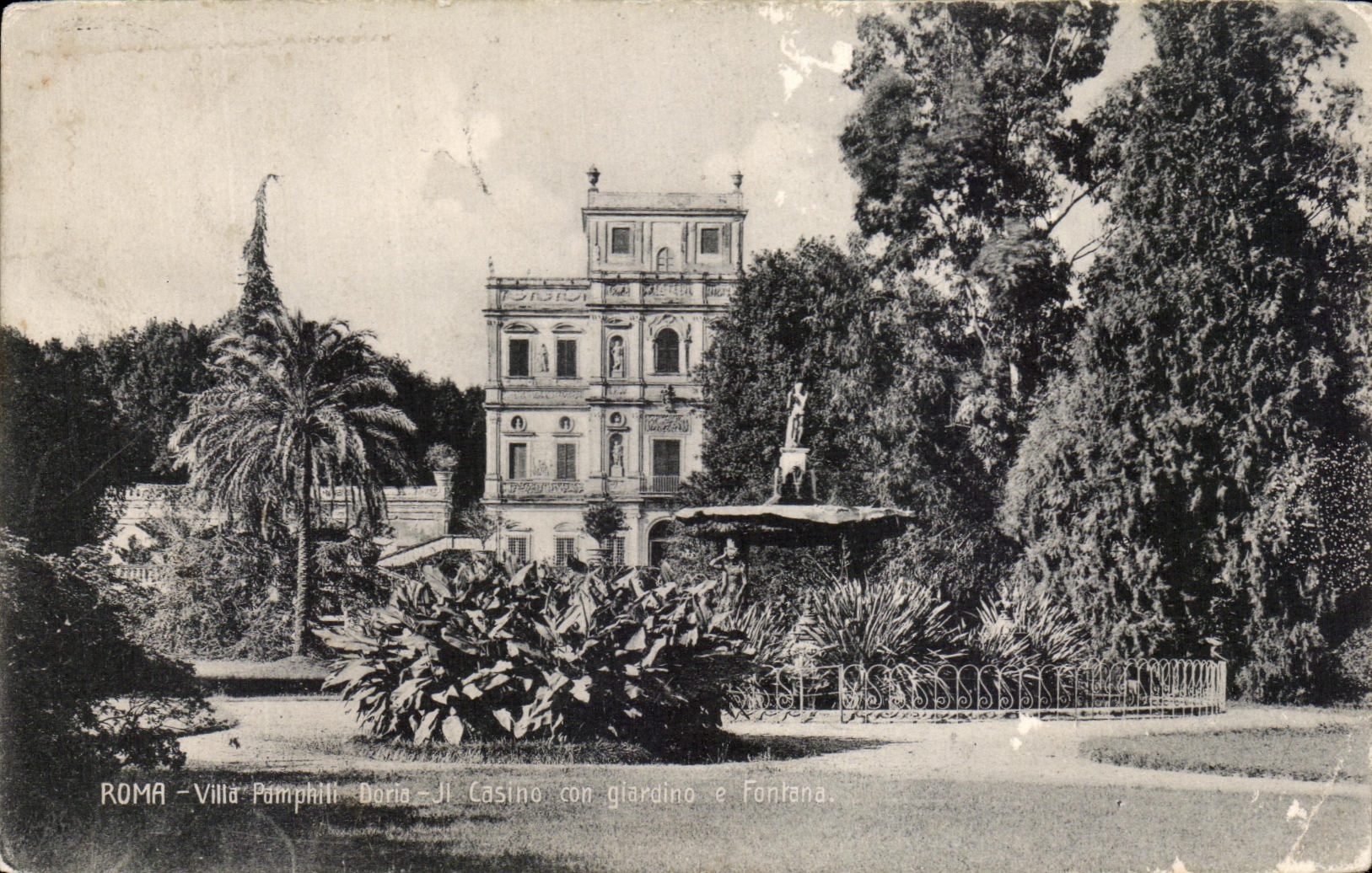 CPA Roma Villa Pomphili Doria Castino con giardino