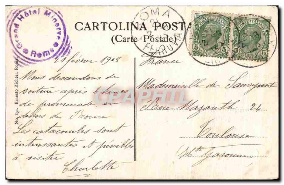 CPA Roma Villa Pomphili Doria Castino con giardino — Rückseite