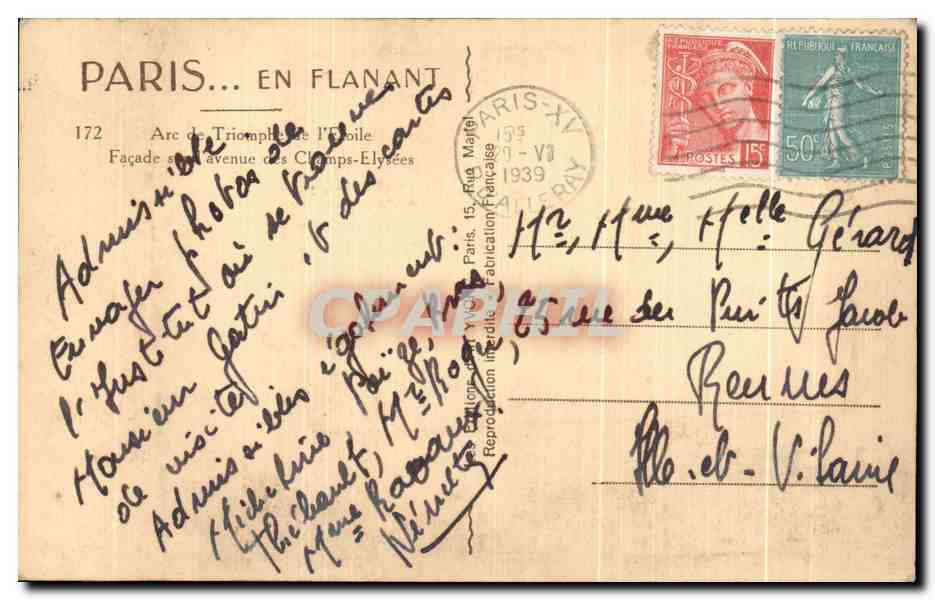 CPA Paris En Flanant Arc De Triomphe — Rückseite