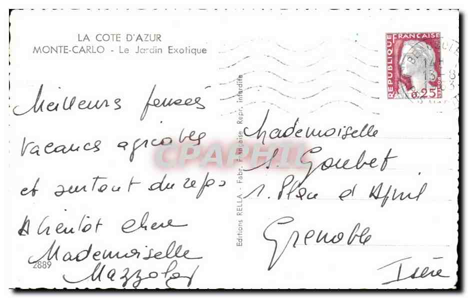Jardin Exotique — Monte-Carlo — Éditions Rella — Rückseite