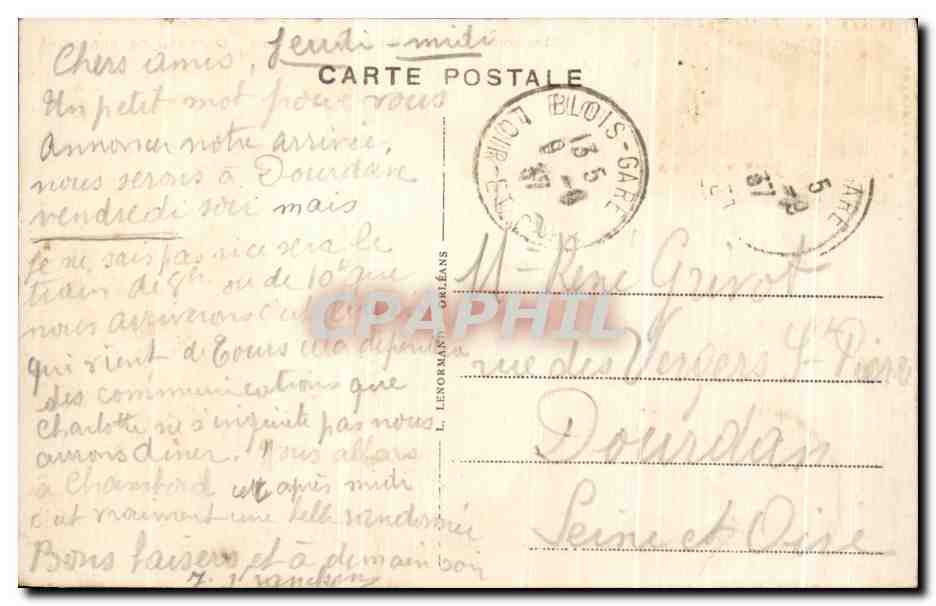 CPA Chateau De Blois — Verso