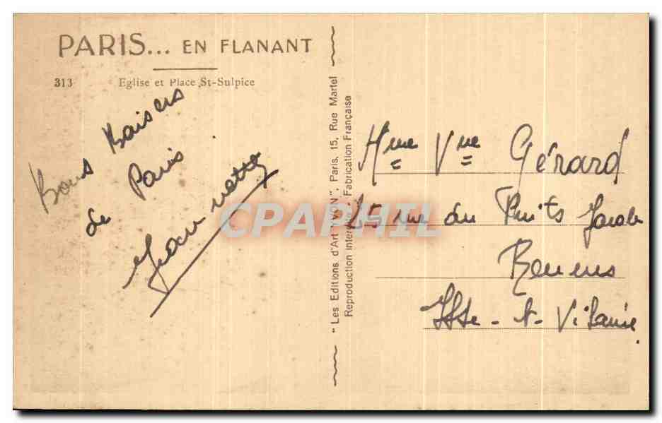 CPA Paris En Flanant Eglise et Place St Sulpice — Verso