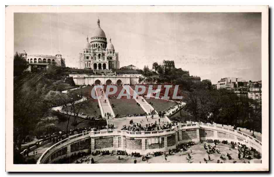 CPA Paris En Flanant La Basilique du Sacre Coeur et l'escalier Monumental Montmartre