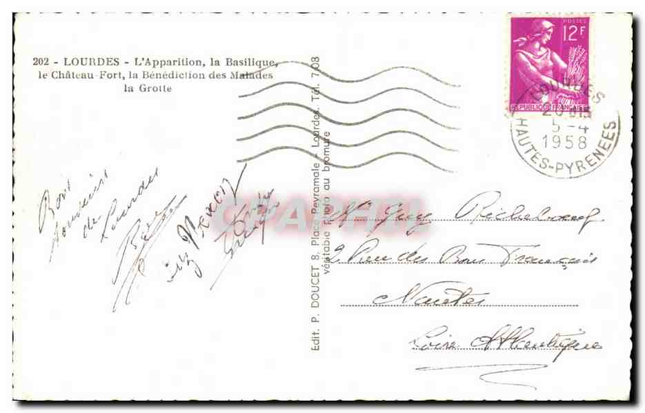 CPA Souvenir de Lourdes — Verso