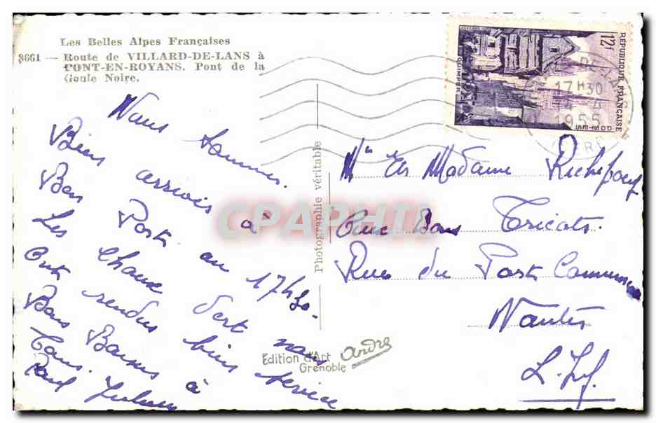 Brücke der Coule Noire — Villard-de-Lans — Édition d'Art Grenoble — Rückseite