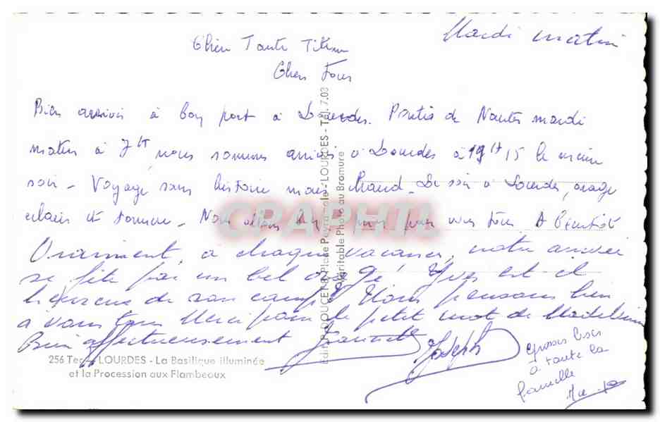 Lourdes — La Basilique illuminée et la Procession aux Flambeaux — Edlex — Verso