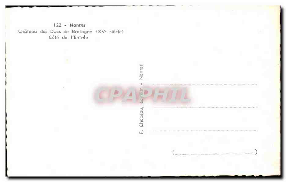 CPSM Nantes Chateau des Ducs de Bretagne Cote de I'Entree — Verso