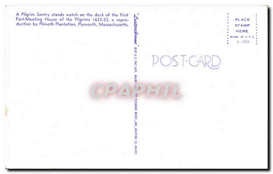 CPM A Pilgrim Sentry stands watch on the deck of the First — Back