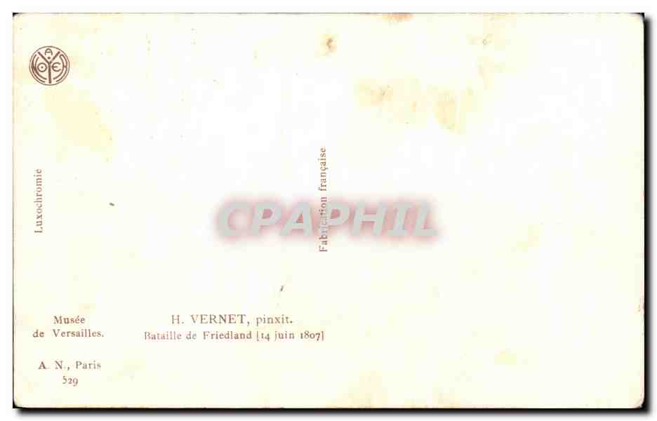 CPA Vernet Pinxit Bataille de Friedland Napoleon 1er Militaria — Rückseite