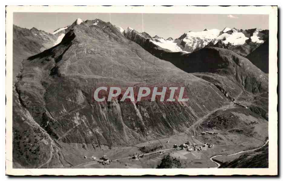 Vue aérienne des montagnes de l'Ötztal — Ober-Gurgl, Festkogel, Seelenkogel — éditeur Lohmann & Areitz, Tirol, n° 1/27