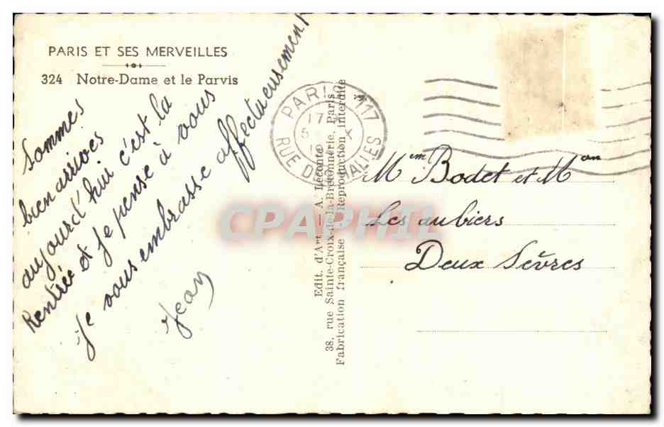 CPA Notre Dame et le Parvis — Verso