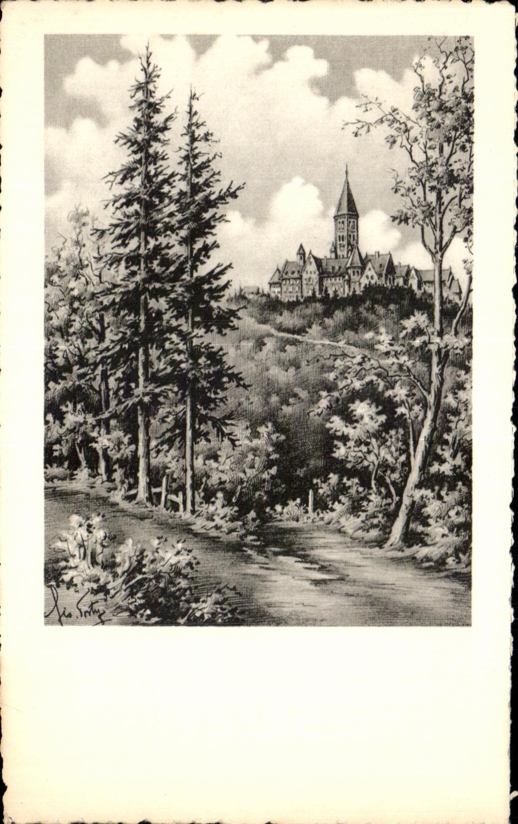 CPA Clervaux L'Abbaye Saint Maurice d'apres le dessin original de Geo Fosty