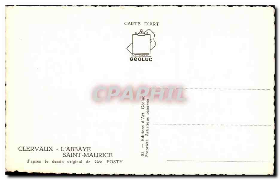 CPA Clervaux L'Abbaye Saint Maurice d'apres le dessin original de Geo Fosty — Back