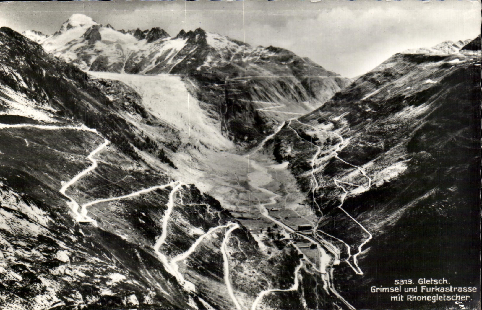 CPA Gletsch Grimsel und Furkastrasse mit Rhonegletscher