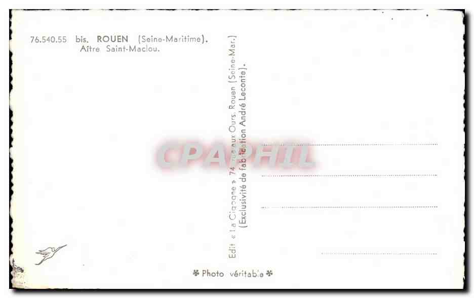 CPA Rouen Aitre Saint Maclou — Verso