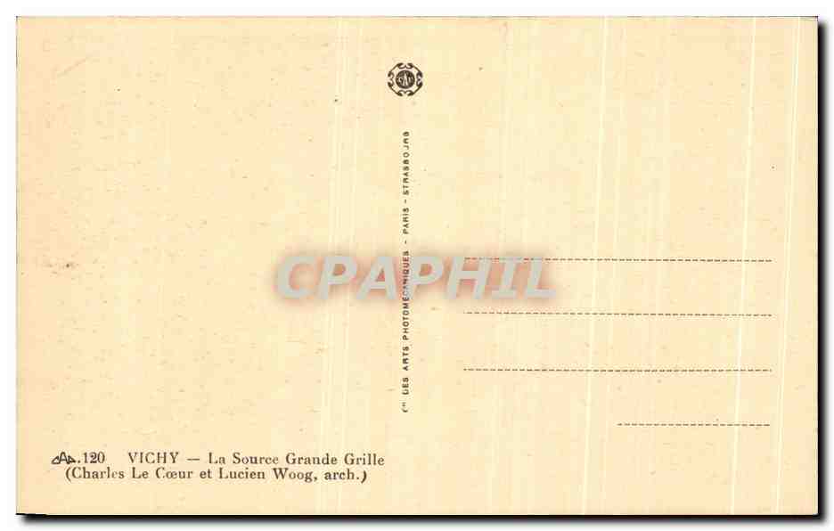 CPA Vichy La Source Grande Grille — Back