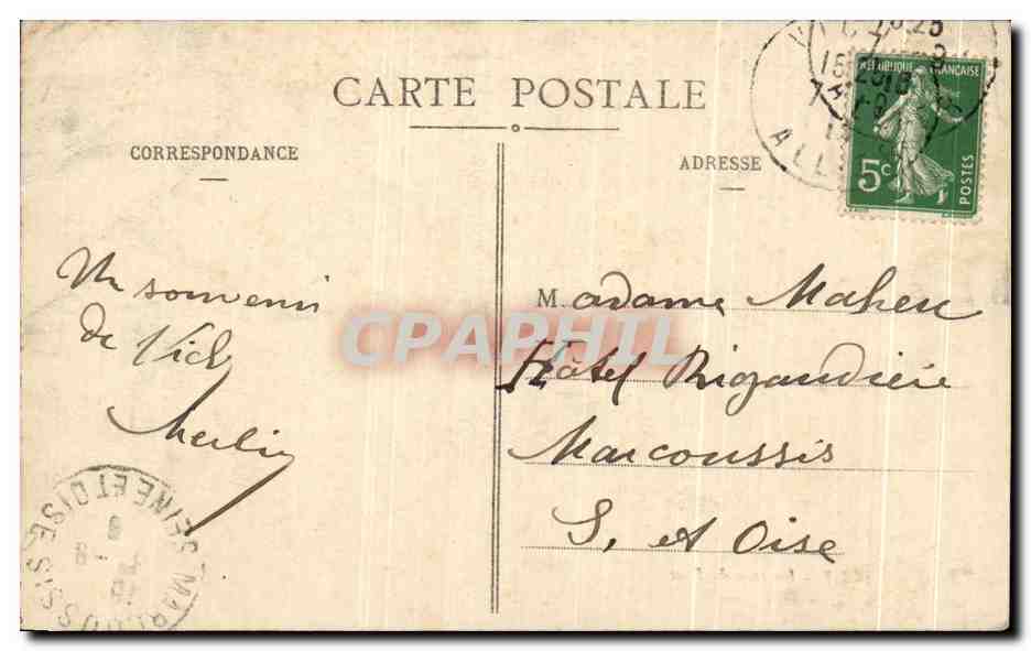 CPA Vichy Un Coin Du Parc Au Bassin Des Cygnes — Verso