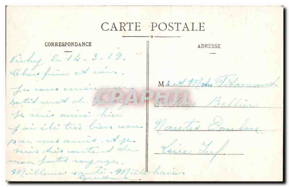 CPA Vichy Terrasse Du Casino — Verso