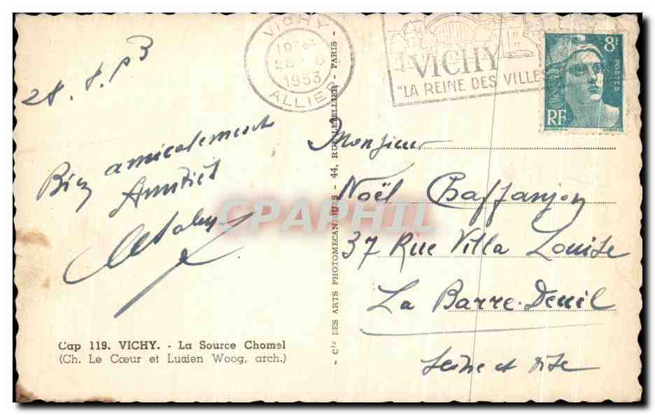 CPA Vichy La Source Chomel — Verso