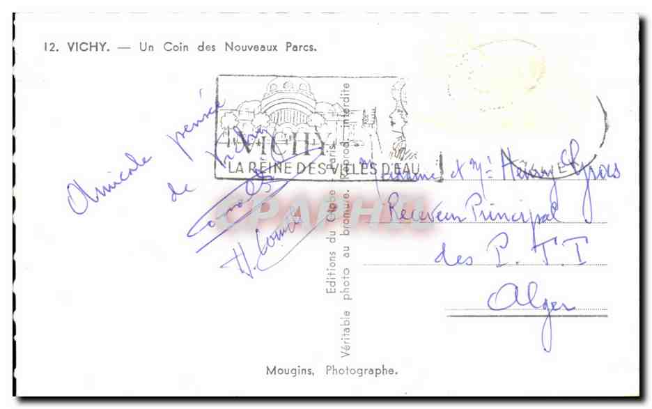 CPA Vichy Un Coin Des Nouveaux Parcs — Verso
