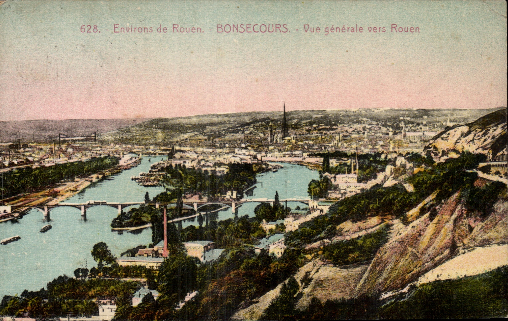 CPA Environs De Rouen Bonsecours Vue Generale Vers Rouen
