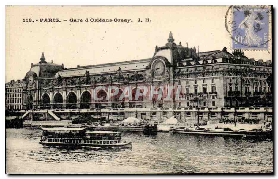 CPA Paris Gare D'Orleans Orsay peniche 
